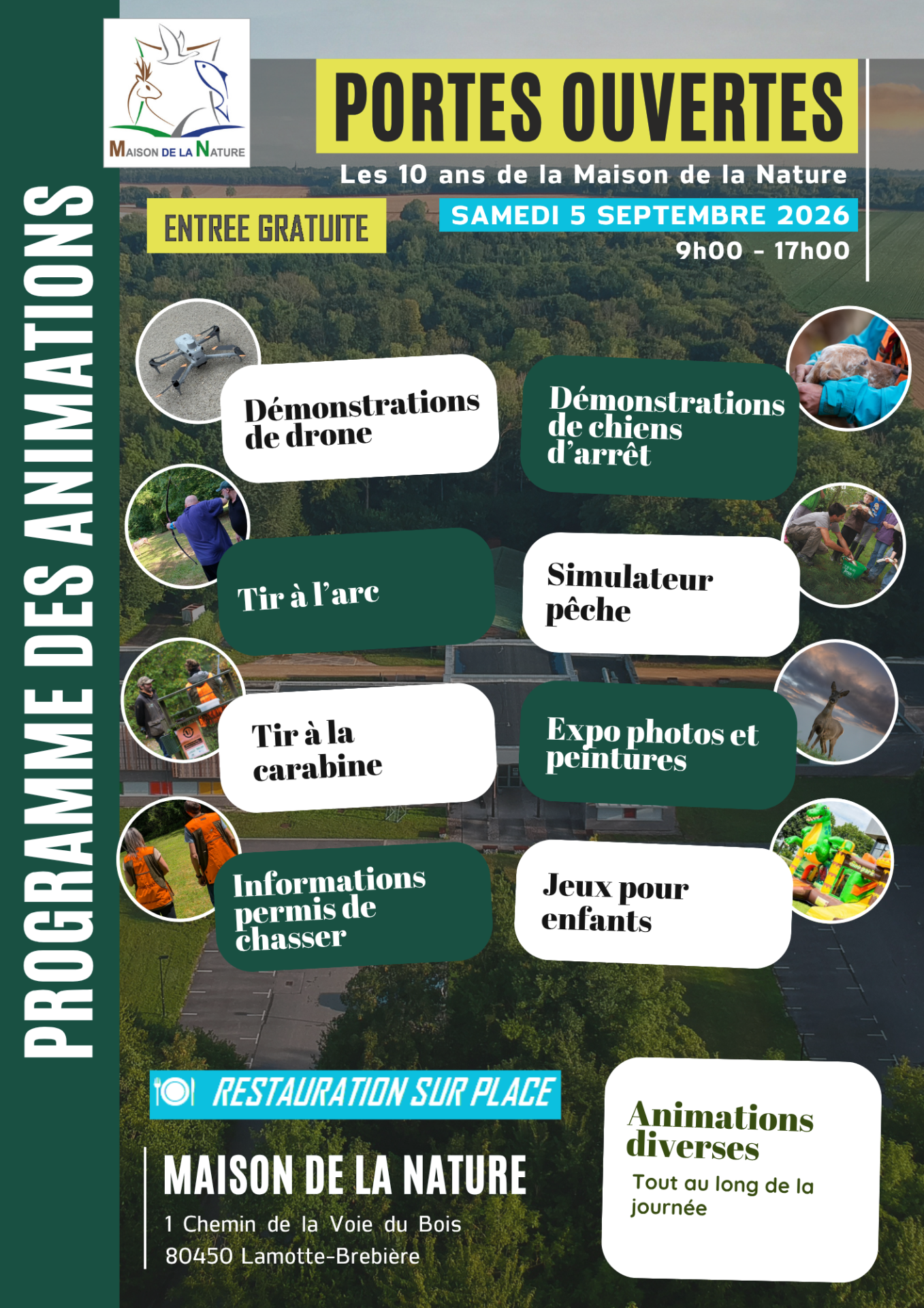 Affiche animations les 10 ans de la maison de la nature